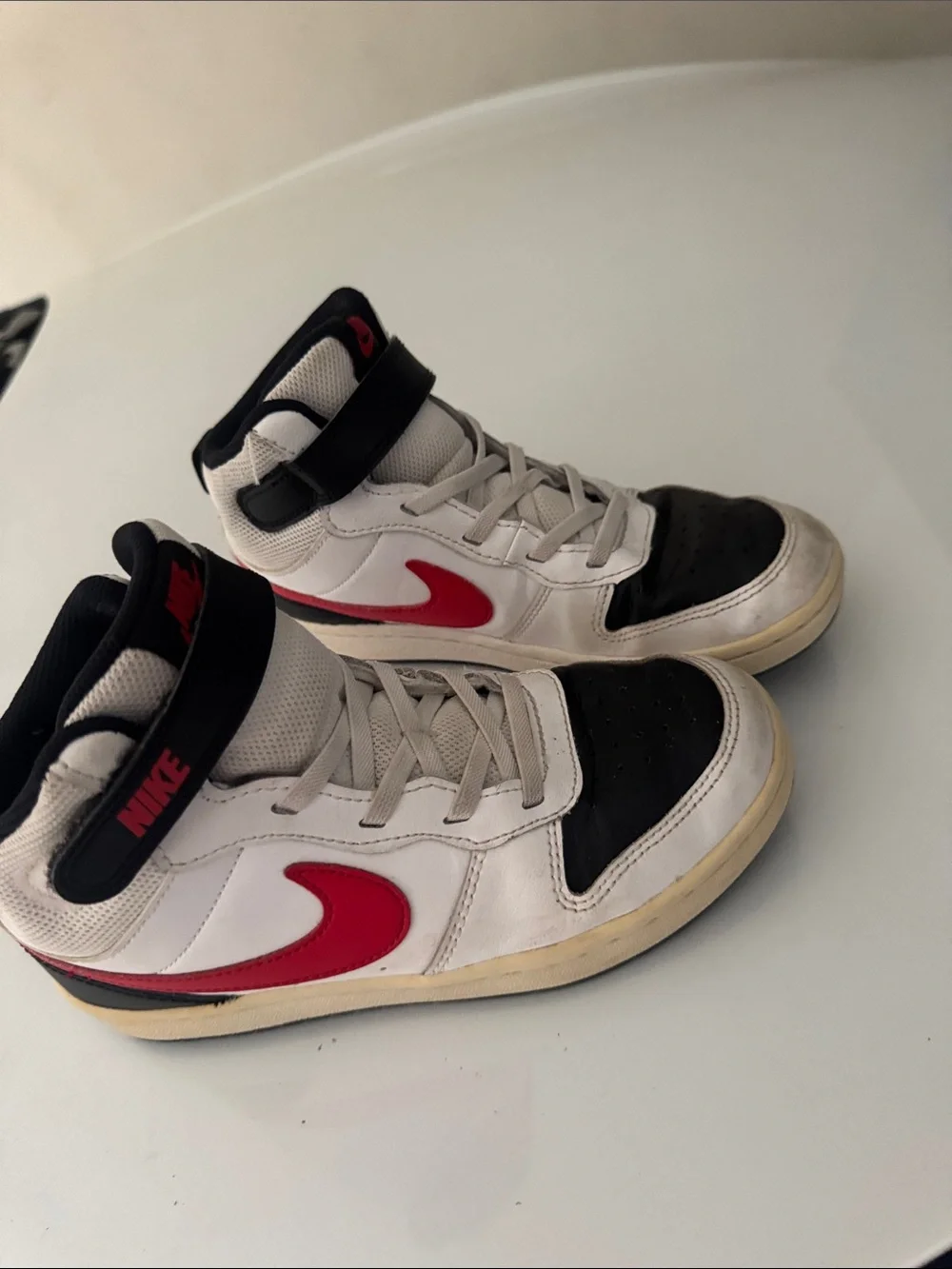 Nike Men’s High-Top Sneakers in White, Black & Red - Picture 1 of 4